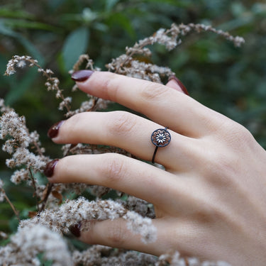 Filigraner schwarzer Mandala Ring